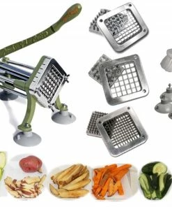 Fry Cutters TigerChef Heavy Duty 11-Piece French Fry Cutter Set With Suction Feet, 3 Blades And Pusher Blocks
