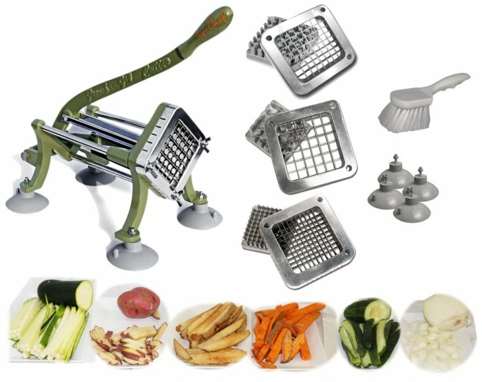 Fry Cutters TigerChef Heavy Duty 11-Piece French Fry Cutter Set With Suction Feet, 3 Blades And Pusher Blocks 2 Fry Cutters TigerChef Heavy Duty 11-Piece French Fry Cutter Set With Suction Feet, 3 Blades And Pusher Blocks
